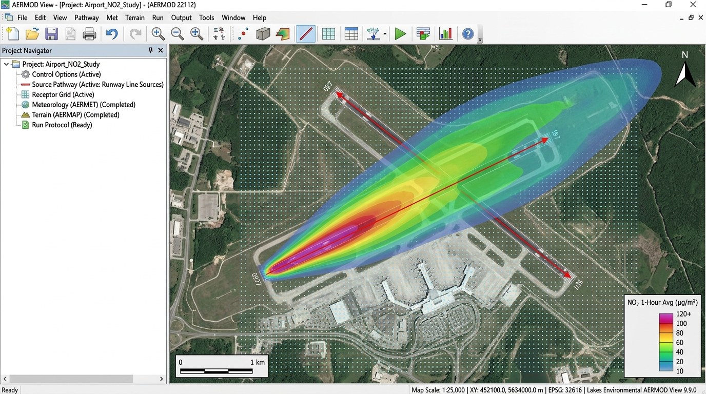 Simulación de Dispersión Atmosférica de Contaminantes en Software AERMOD View